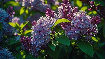 Close up view of a lilac bush in full bloom photo