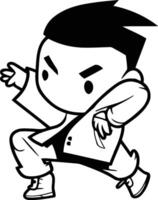 taekwondo mascota - personaje dibujos animados ilustración vector