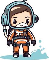 astronauta en traje espacial. linda dibujos animados personaje. vector