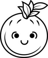 Cute kawaii tomato icon. outline style. vector