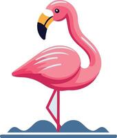 Pink flamingo in flat style isolated on white background. vector