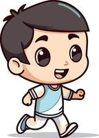Running - Cute Cartoon Boy Illustration vector