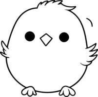 Cute little chicken on white background in cartoon style. vector