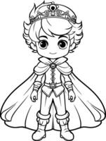 Cute little prince. Coloring book for children vector