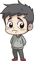 Boy with suspicious expression of a boy in casual clothes. vector