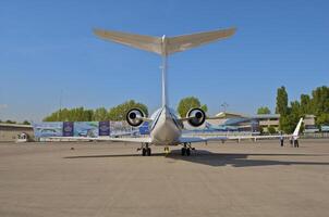 business plane parked at the airport photo