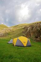 Camping staff on the mount photo