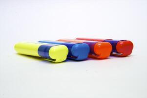 Set of colour markers on a white background photo