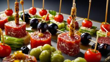 Beautiful meat and olives photo