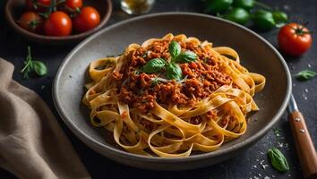 tagliatelle boloñesa es delicioso clásico foto