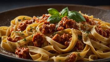 tagliatelle boloñesa es delicioso clásico foto