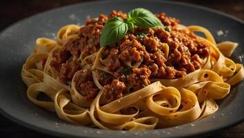 tagliatelle boloñesa es delicioso clásico foto