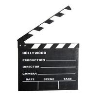 A movie production clapstick board. photo