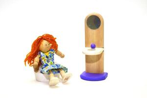 A series, life of wooden toys,mirror for dolls photo