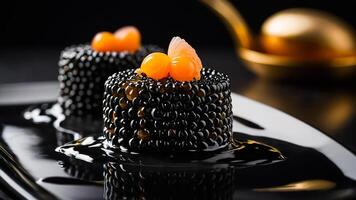 Chic black caviar in a restaurant photo