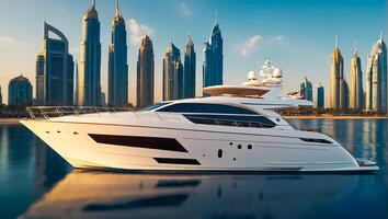 Luxury yacht at sea photo