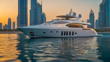 Luxury yacht at sea photo