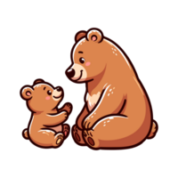 cute mother bear and bear cub icon character png