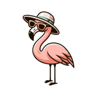 söt flamingo bär hatt och glasögon ikon karaktär png