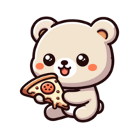 linda oso comiendo Pizza icono personaje png