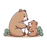 cute mother bear and bear cub icon character png