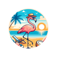 illustration de mignonne flamant sur vacances plage png