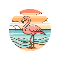 illustration of cute flamingo on vacation beach png