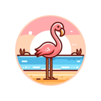 illustration of cute flamingo on vacation beach png