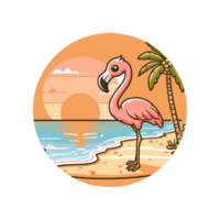 illustration of cute flamingo on vacation beach png