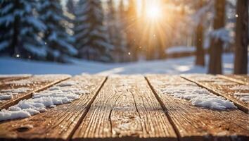 vacío de madera junta, nieve, Navidad árbol foto