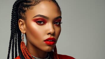 retrato de un elegante africano americano niña con rastas foto