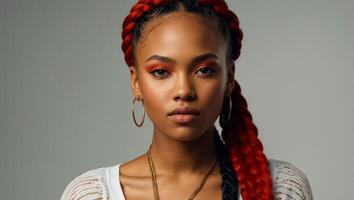 Portrait of a chic African American girl with dreadlocks photo