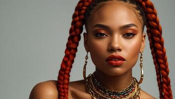 Portrait of a chic African American girl with dreadlocks photo