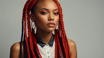 Portrait of a chic African American girl with dreadlocks photo