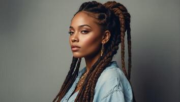 retrato de un elegante niña con rastas foto