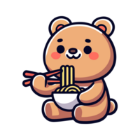 linda oso comiendo tallarines icono personaje png