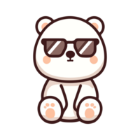 cute bear wearing sunglasses icon character png