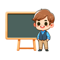 male teacher in classroom with blackboard png