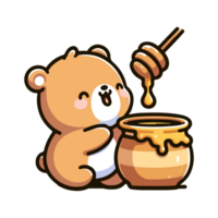 cute bear and honey icon character png