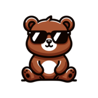 cute bear wearing sunglasses icon character png