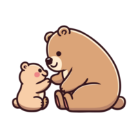 cute mother bear and bear cub icon character png