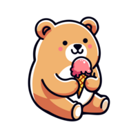 cute bear eating ice cream icon character png