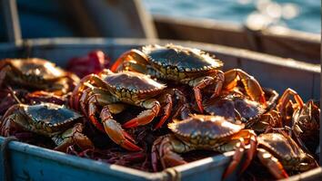 Freshly caught crabs photo