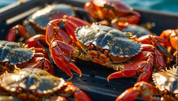 Freshly caught crabs photo