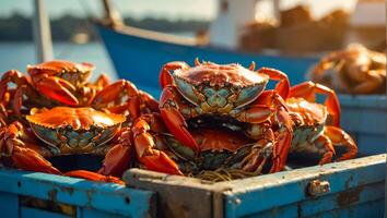 Freshly caught crabs photo