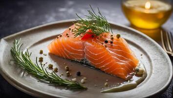 Piece of fresh salmon photo