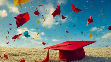 Bachelor's cap, sky background photo