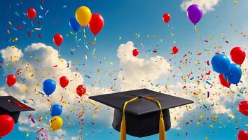 Bachelor's cap, sky background photo