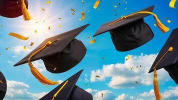 Bachelor's cap, sky background photo