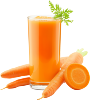 Fresh carrot and sweet carrot juice isolated on a transparent background png